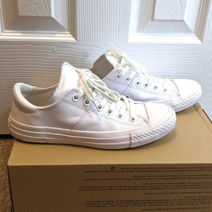 Converse white leather low-top sneakers